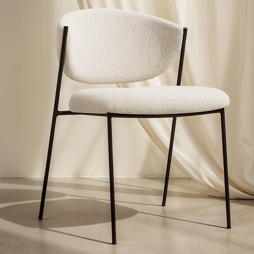 Dining chair - Upholstered in Bouclé Fabric - Black Metal - Seda - gallery 8