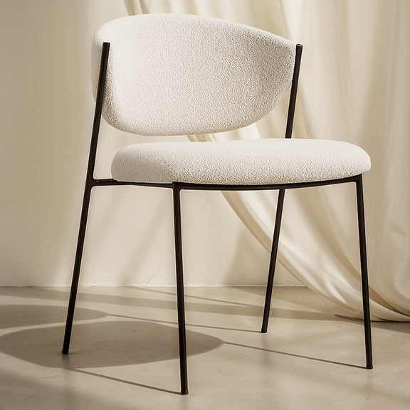 Dining chair - Upholstered in Bouclé Fabric - Black Metal - Seda - gallery 8