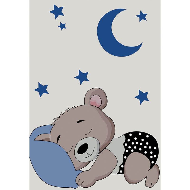 Large Kids Sleeping Bear Design Carpet - Blue and Grey (290x200 cm) - Hercai - gallery 2