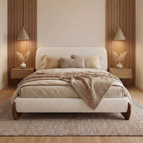 Double bed 180x200 CM Bed - Upholstered in Bouclé Fabric - Dream - gallery 12
