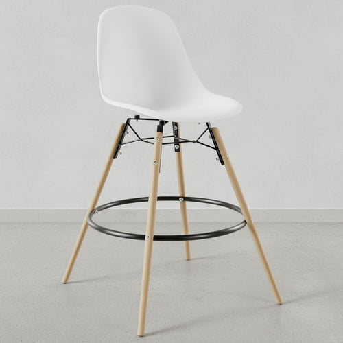 Scandinavian Bar Stool with Wooden Legs - Nordic Design - For Kitchen Island - Skögur