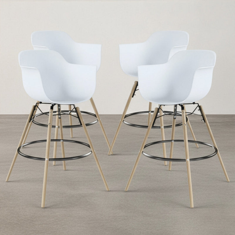 Bar Stool - Scandinavian Design - Wooden Legs - Pack of 4 - Nordika