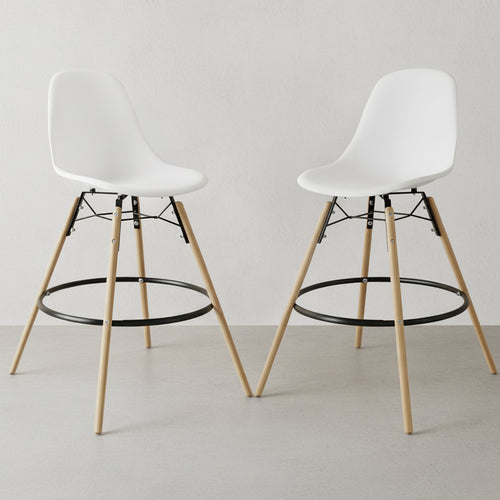 Bar Stool - Scandinavian Design - Wooden Legs - Pack of 2 - Skögur