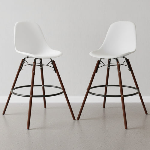 Bar Stools - Scandinavian Design - Dark Wood Legs - Pack of 2 - Skögur