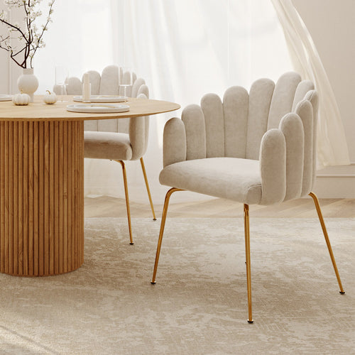 Dining Chair Shell Glam design in Velvet - Golden Legs - Shell - gallery 2