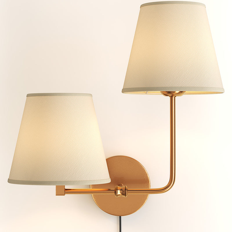 Golden Wall Lamp with Cable and Two Shades - Bretaña