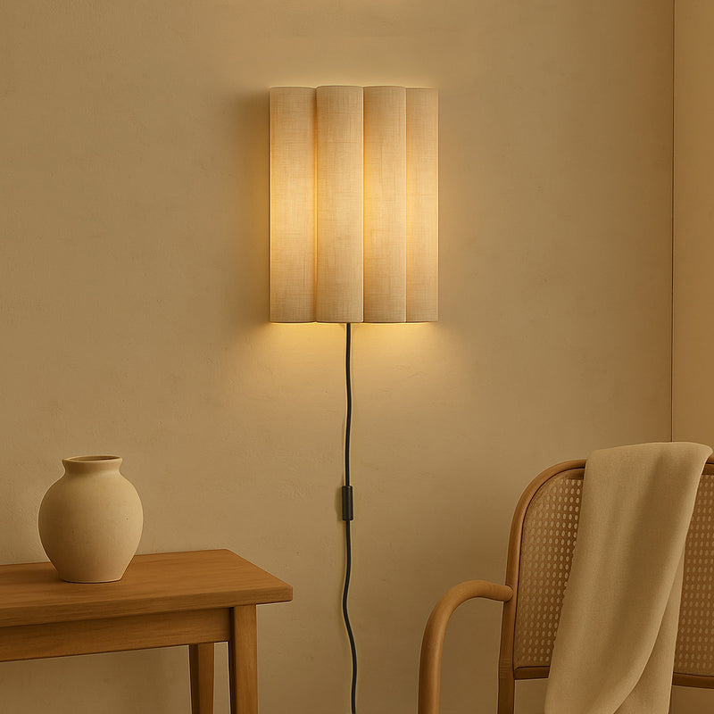 Wall Lamp with Fabric Shade and Aged Gold Structure - Treya