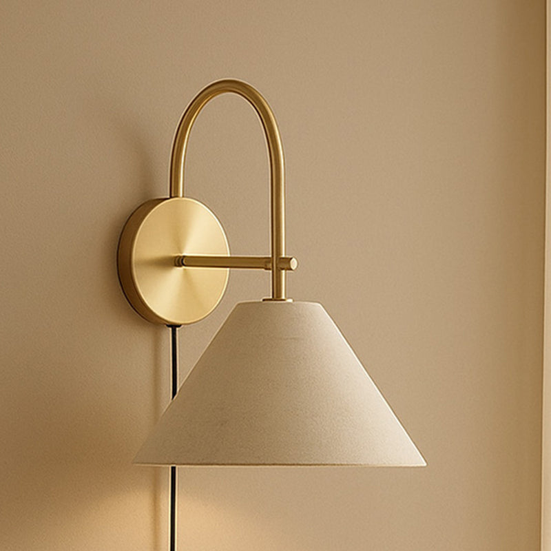 Vintage Gold Wall Lamp with Plug and Switch - Boly