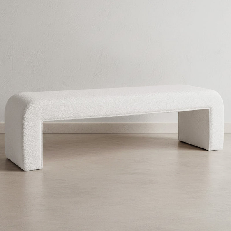 Bench Upholstered In White Bouclé Fabric - Modern Elegant Minimalist - Karla
