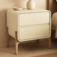 Modern Scandi nightstand covered in faux leather with 2 drawers and natural wood legs - Bennis - gallery 12