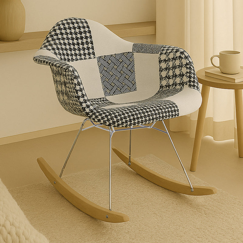 Rocking chair Nordic-style Patchwork– Upholstered in Fabric – Patchwork Sam