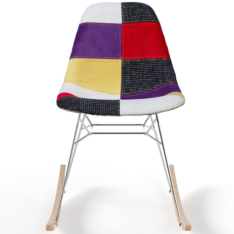 Rocking Chair Modern Patchwork – Nordic Style with Wooden and Steel Legs - Skögur