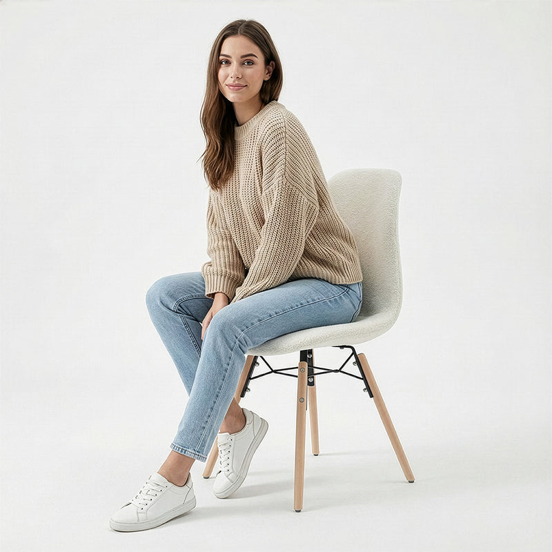 Dining chair Scandinavian upholstered in bouclé – Dining or desk - Skögur