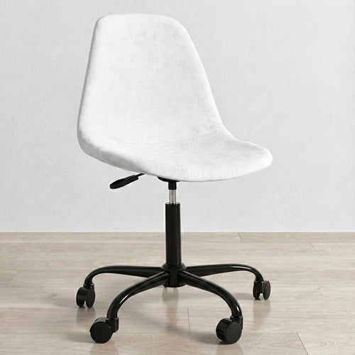 Office Chair Swivel with Wheels – Velvet Upholstery – Steel Black Legs - Denisse