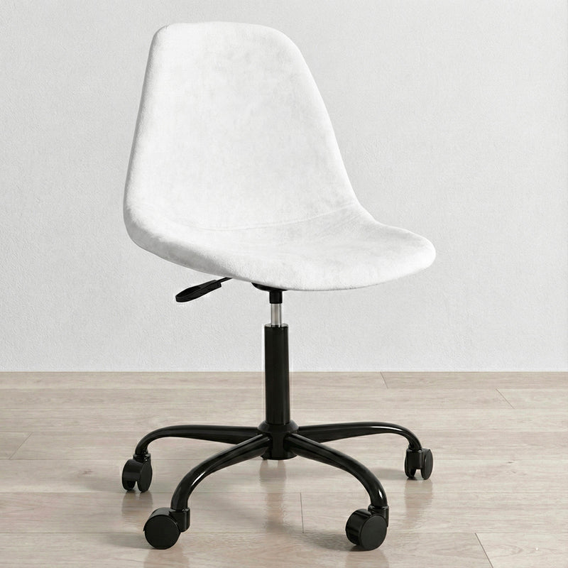 Office Chair Swivel with Wheels – Velvet Upholstery – Steel Black Legs - Denisse