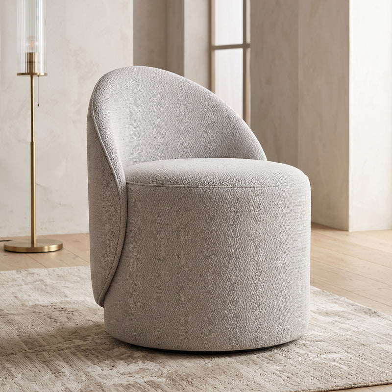 Stool Low 65 cm - Chenille Upholstered - Curved Backrest Design - Yaby