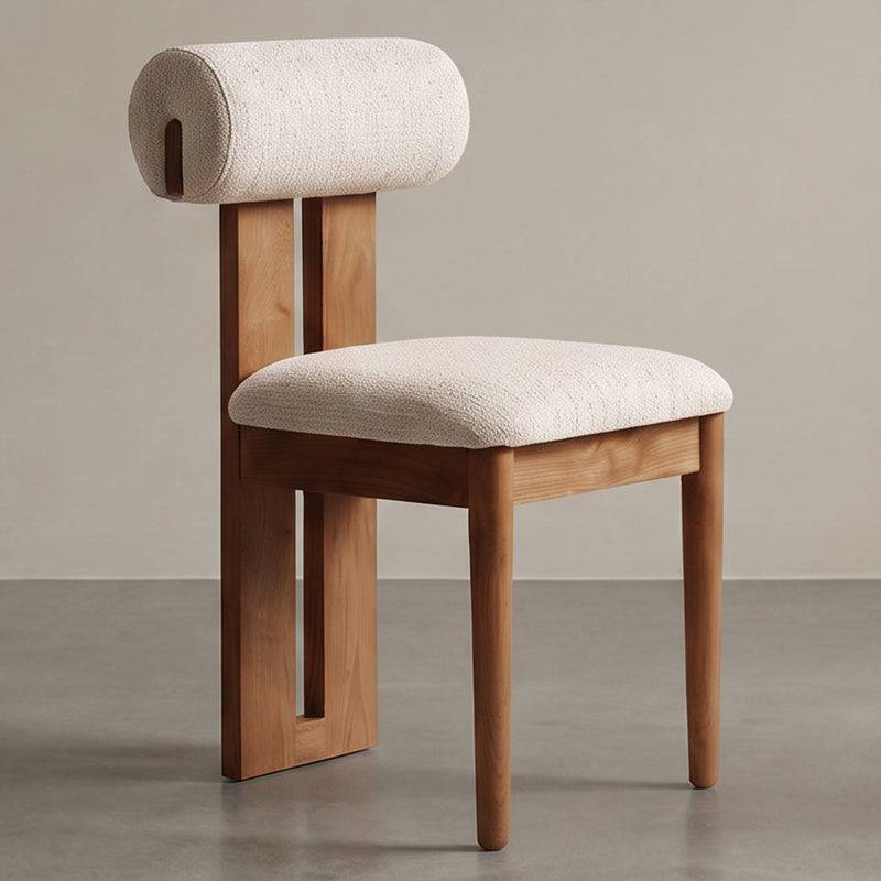 Chair Chenille Upholstered - Dark Natural Rubber Wood Frame - Ventor