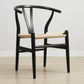 Sedia da pranzo dal design scandinavo con seduta in legno e corda - Wish