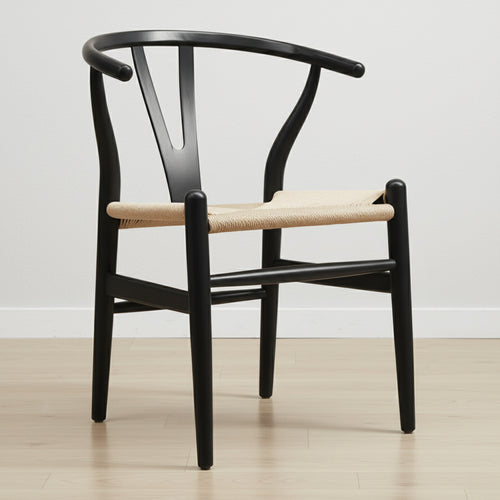 Skandinavischer Design-Esszimmerstuhl mit Holzgestell und Kordelsitz - Wish