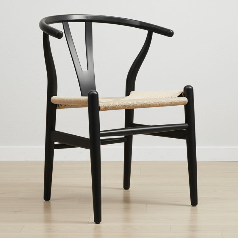 Sedia da pranzo dal design scandinavo con seduta in legno e corda - Wish
