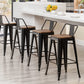 Taburete de Bar - Diseño Industrial - Madera y Acero - 76cm - Stylix