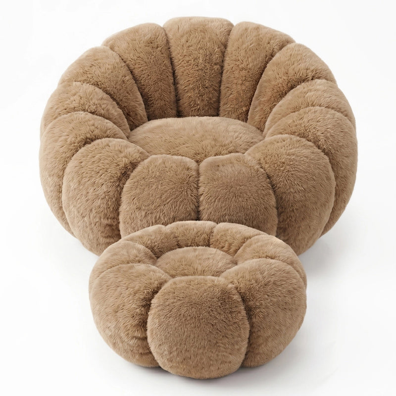 Armchair with Ottoman Upholstered – Soft Fabric – Rubi