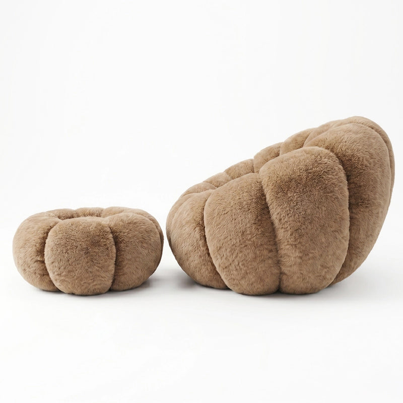 Armchair with Ottoman Upholstered – Soft Fabric – Rubi