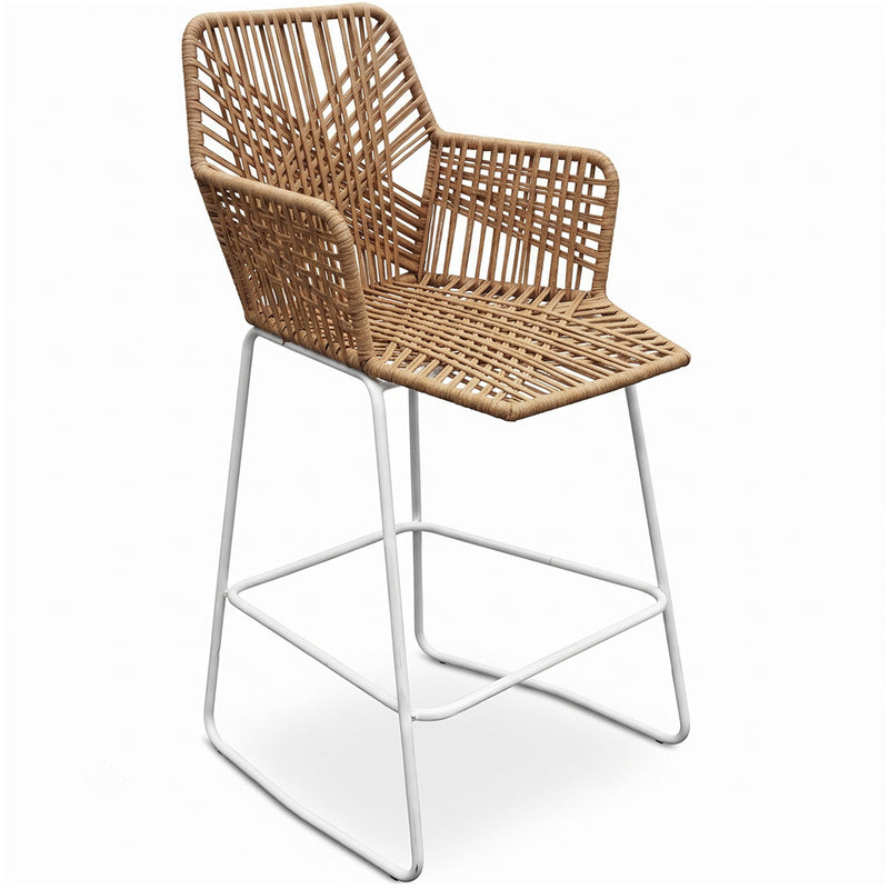 Sgabello da bar design Boho Bali in rattan sintetico 75cm - Tale