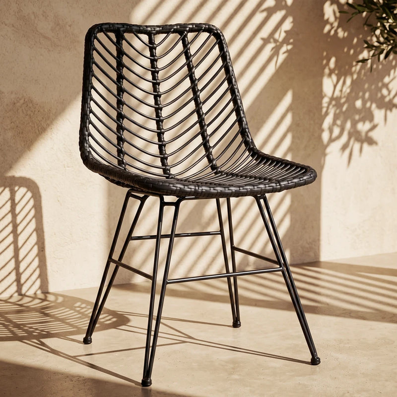Chaise de salle à manger en résine tressée – Mia