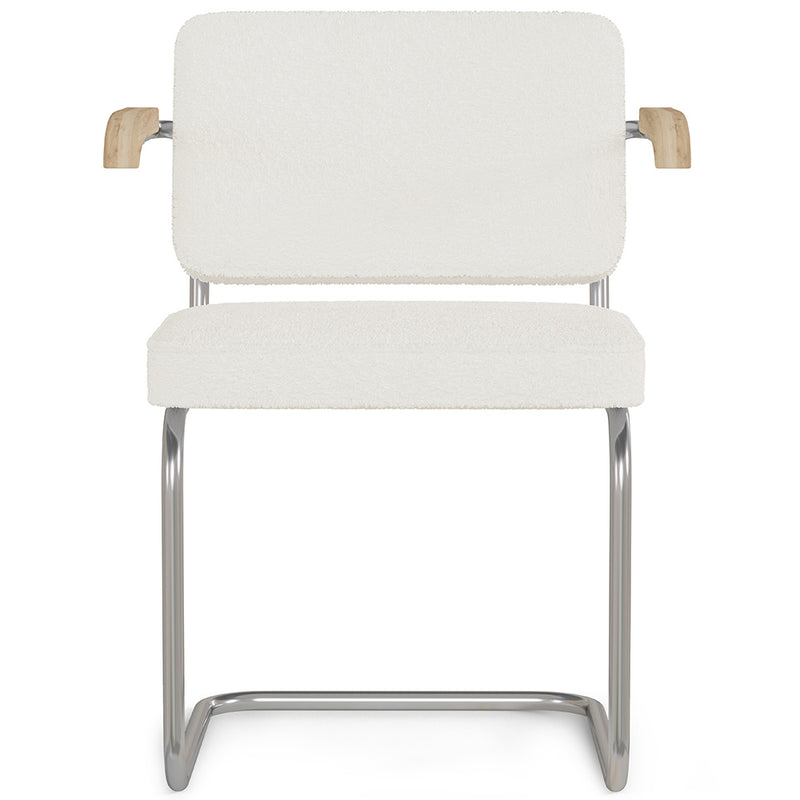 Sedia da pranzo con braccioli - Rivestita in tessuto bouclé - Henr