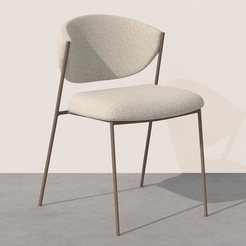 Seda Bouclé Upholstered Dining Chair With Champagne Metal Frame For Home And Hospitality