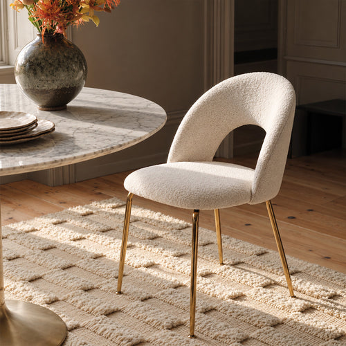 Dining Chair - Upholstered in Bouclé Fabric - Amarna