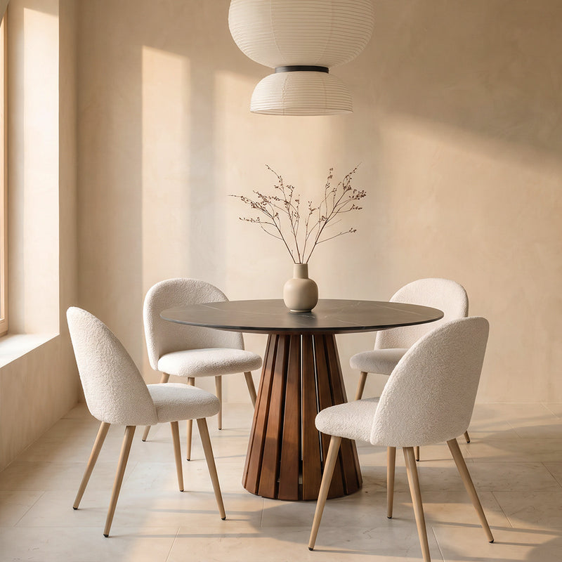 Dining Chair - Upholstered in Bouclé Fabric - Scandinavian Design - Evelyne