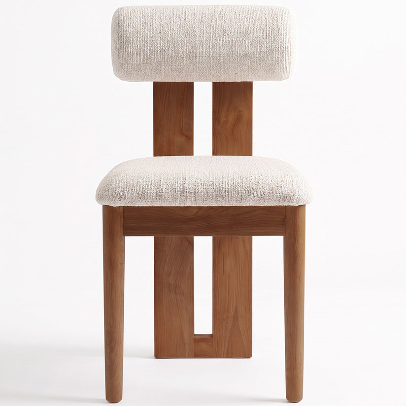 Chair Chenille Upholstered - Dark Natural Rubber Wood Frame - Ventor