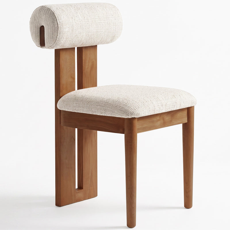 Chair Chenille Upholstered - Dark Natural Rubber Wood Frame - Ventor