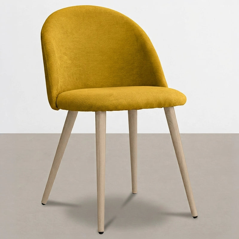 Dining Chair Upholstered in Fabric - Scandinavian Design Solid Natural Wood Style Legs- Evelyne