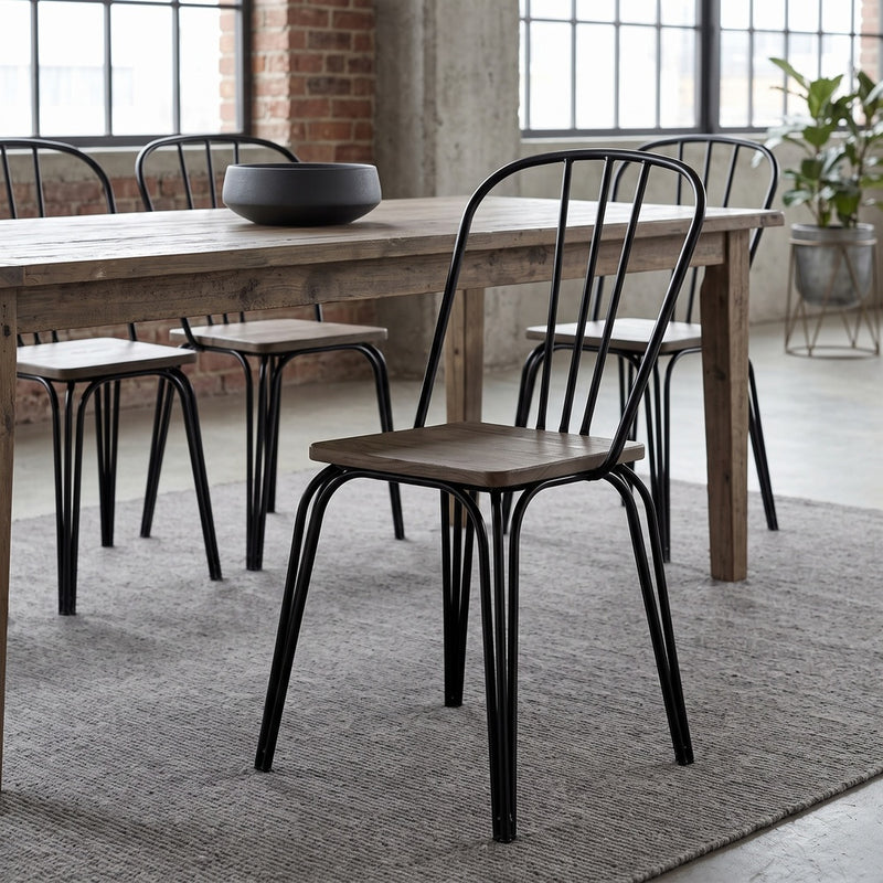 Industrial Design Dining Chair Wood And Metal By Lillor New York Loft Design Seating