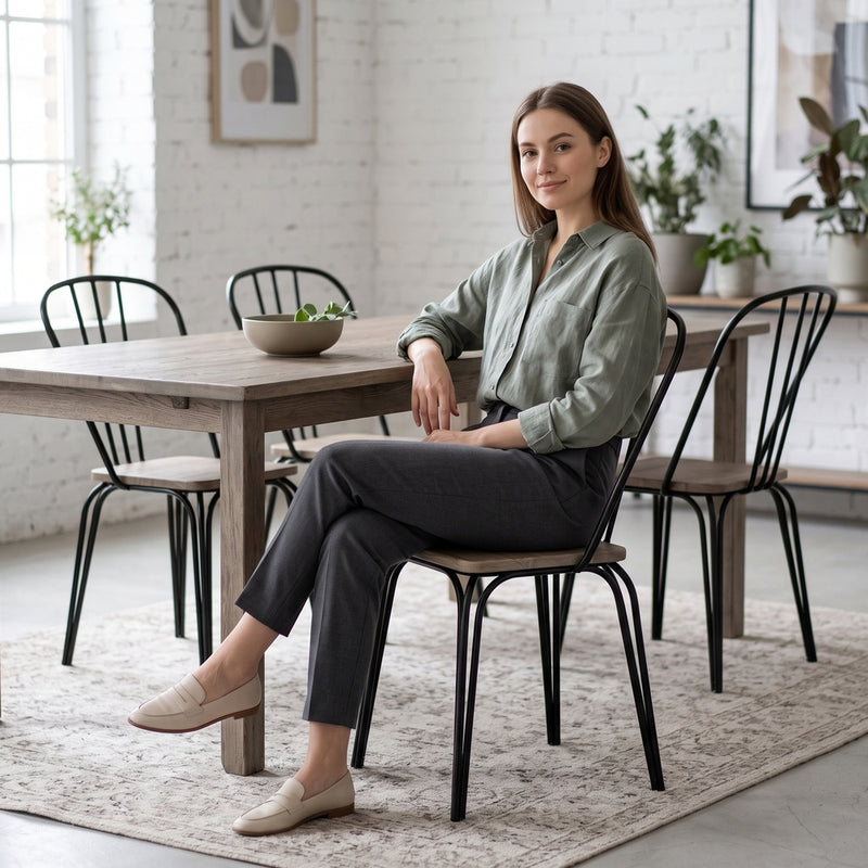 Industrial Design Dining Chair Wood And Metal By Lillor New York Loft Design Seating