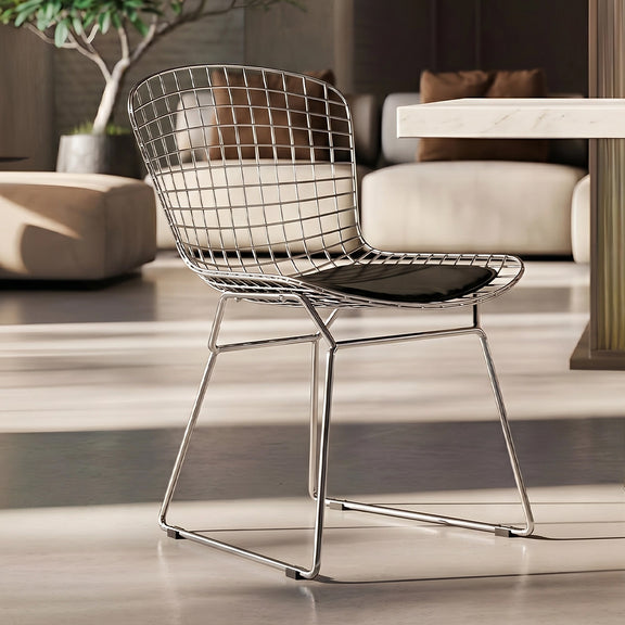 Dining Chair in Steel – Grid Design with Cushion – Lived - gallery 4