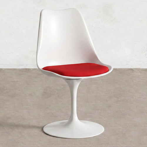 White Tulip Style Dining Chair Swivel With PP Seat And Steel Leg Imitation Leather Cushioned Comfort