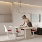 White Tulip Design Dining Chair Swivel With PP Seat And Steel Leg Imitation Leather Cushioned Comfort