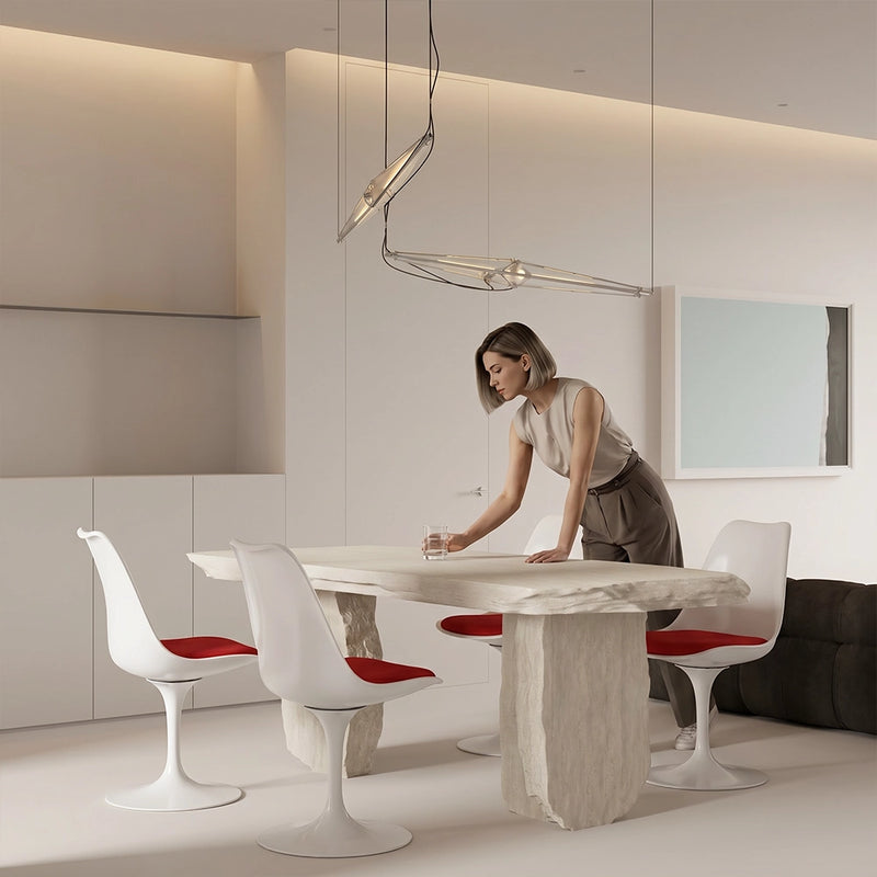 White Tulip Design Dining Chair Swivel With PP Seat And Steel Leg Imitation Leather Cushioned Comfort