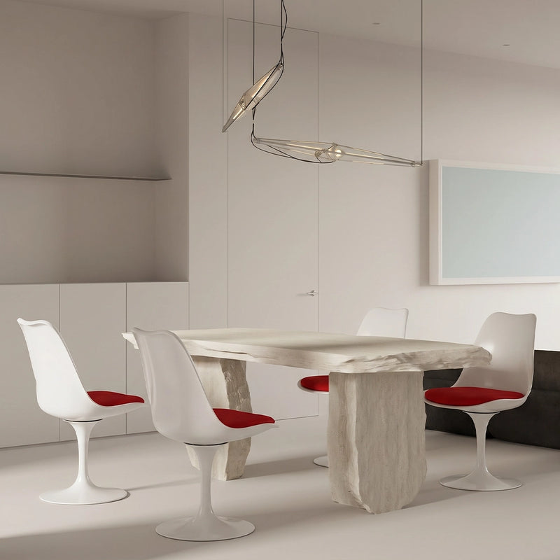 White Tulip Design Dining Chair Swivel With PP Seat And Steel Leg Imitation Leather Cushioned Comfort