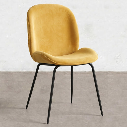 Velvet Upholstered Dining Chair With Brass Base In Retro Scandinavian Style Elias
