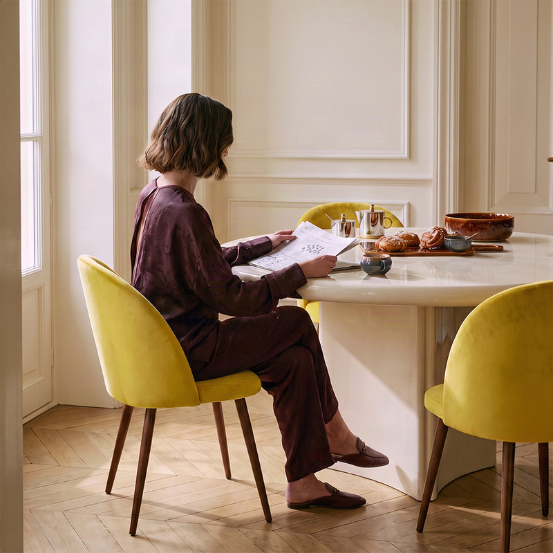 Cadeira de jantar - Estofada em veludo - Design escandinavo - Evelyne