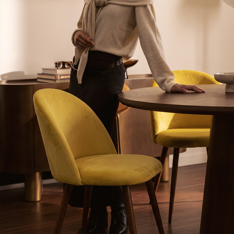 Cadeira de jantar - Estofada em veludo - Design escandinavo - Evelyne