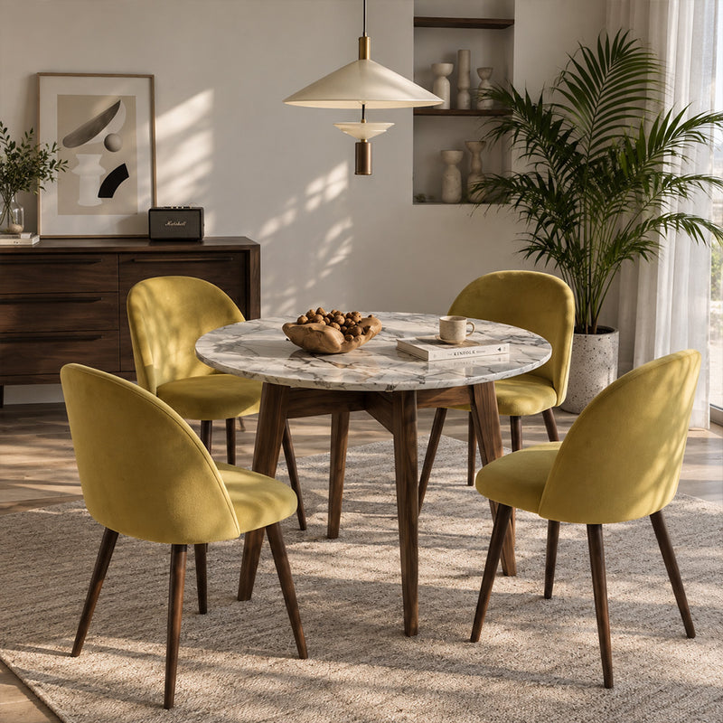 Cadeira de jantar - Estofada em veludo - Design escandinavo - Evelyne