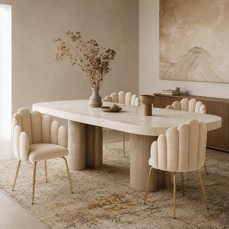 Dining Chair Shell Design In Velvet Upholstery With Golden Legs Glam Modern Accent Chair