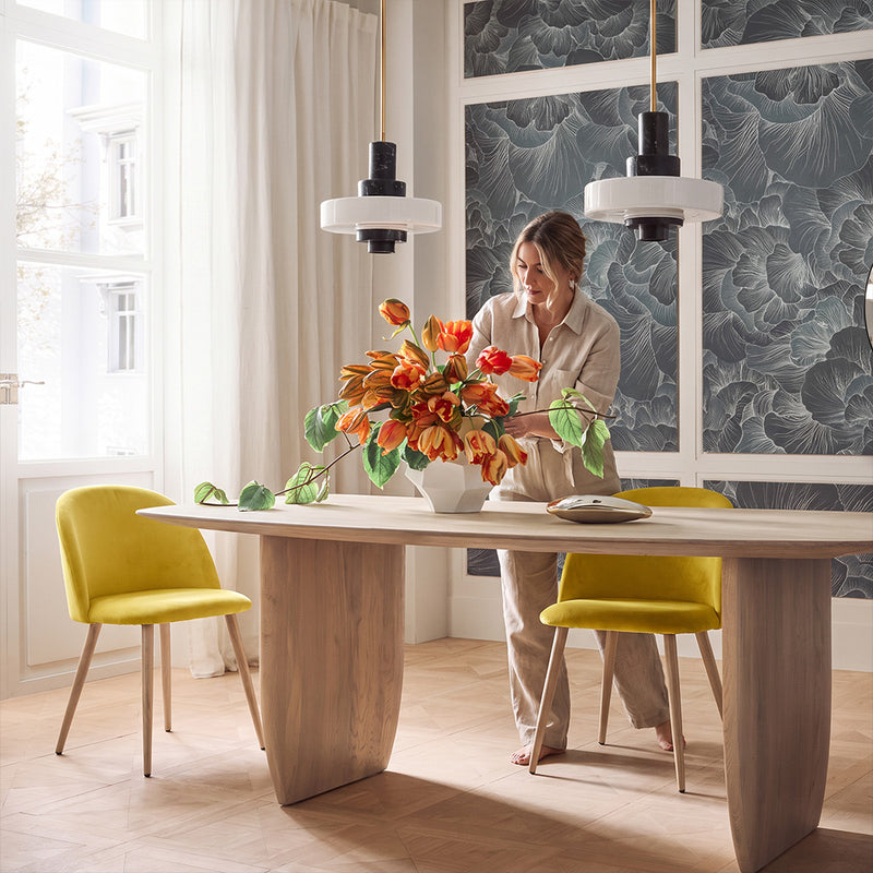 Sedia da pranzo - Rivestita in velluto - Stile scandinavo - Evelyne