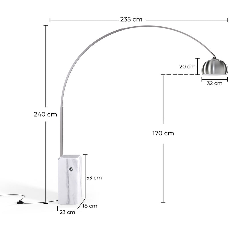 Arco Floor Lamp in Metal with Marble Base – Arko - gallery 8